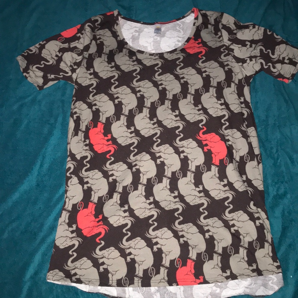 Elephant Print LuLaRoe Short Sleeve Shirt
